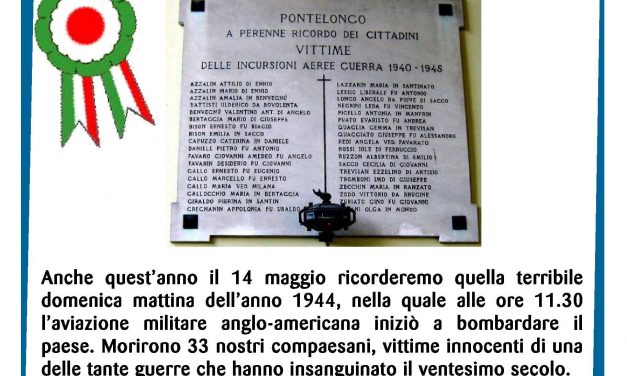 Pontelongo – 14 Maggio 1944 – 70° Anniversario del primo bombardamento di Pontelongo